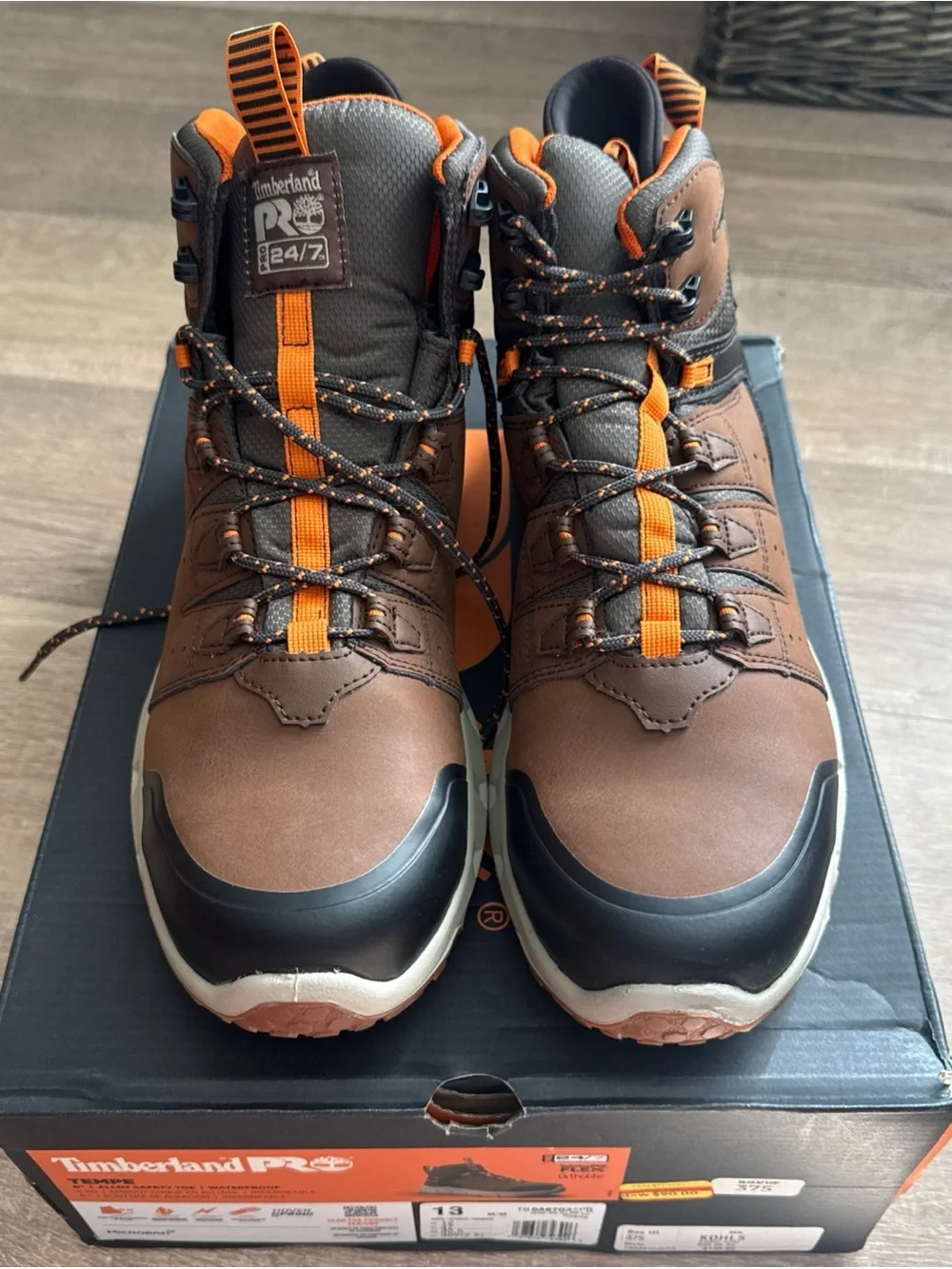 Timberland PRO Men's Brown and Orange Safety Work Boots size 13 steel toed